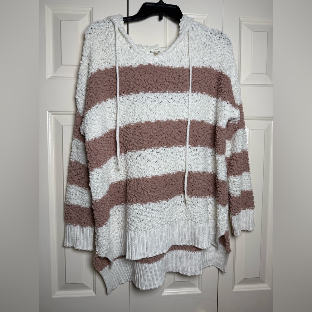 Miracle Women's‎ Oversized Popcorn Hoodie Striped Sweater